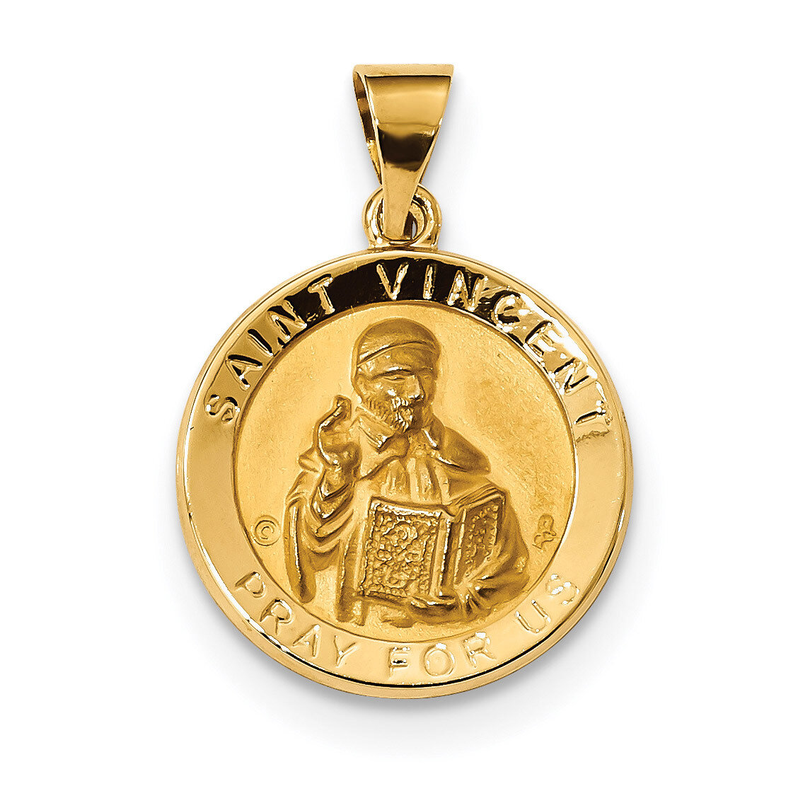 Satin Saint Vincent Hollow Medal Pendant 14k Gold Polished XR1697, MPN: XR1697, 883957873565