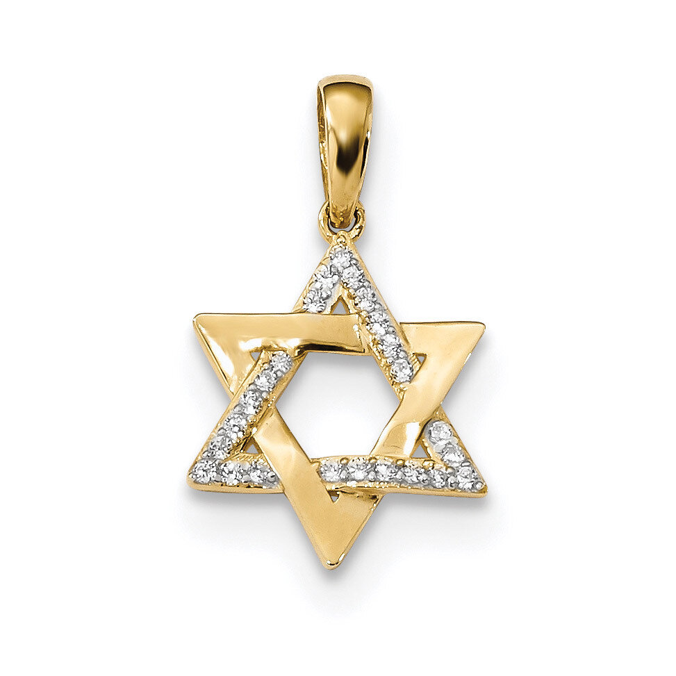 CZ Diamond Star of David Pendant 14k Gold Polished XR1702, MPN: XR1702, 716838333943