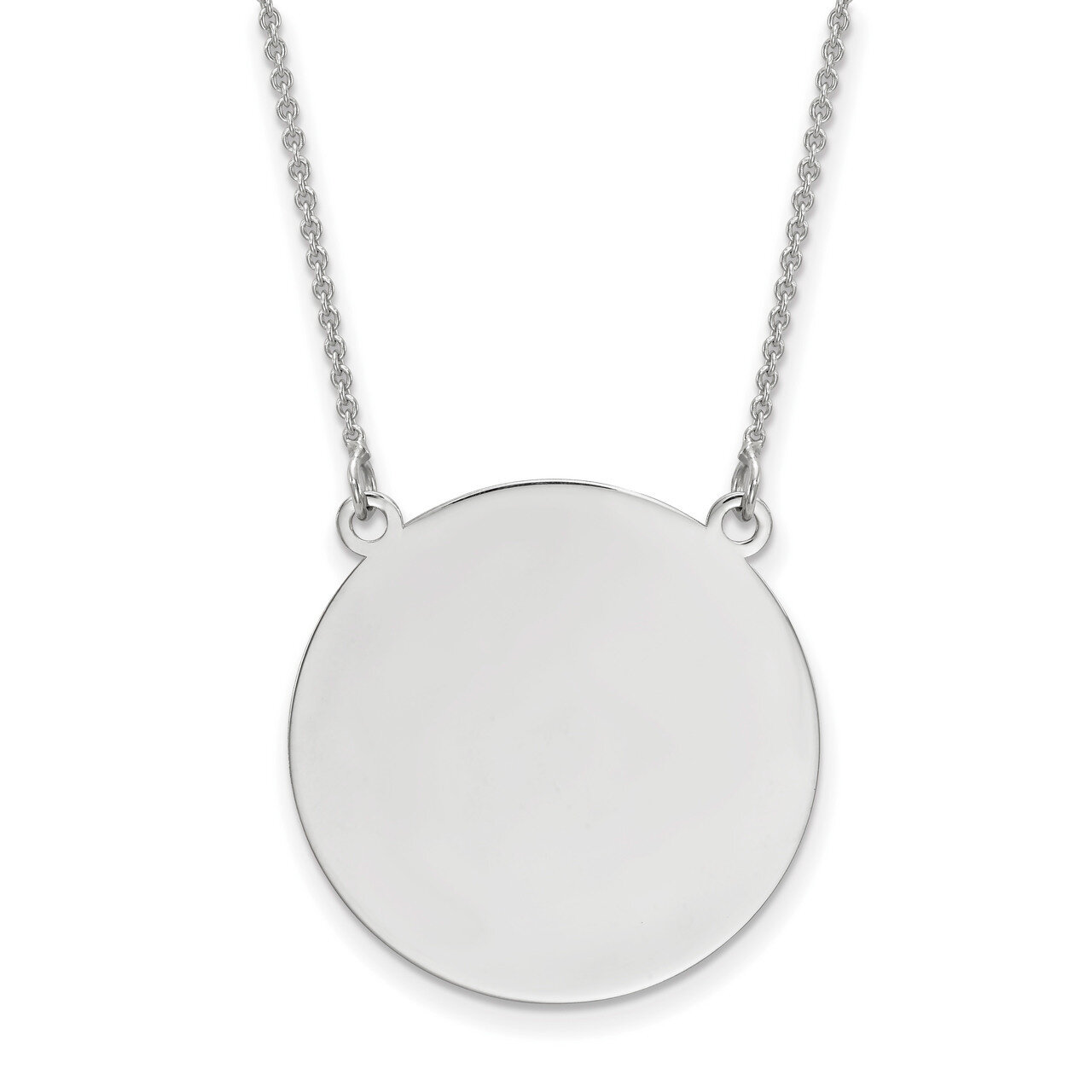 18 Inch Plain .027 Gauge Circular Engravable Disc 18 Necklace 14k white Gold XWM626/27-18