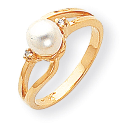 6mm Fresh Water Cultured Pearl Diamond Ring 14k Gold Y1853PL/A, MPN: Y1853PL/A, 191101547751