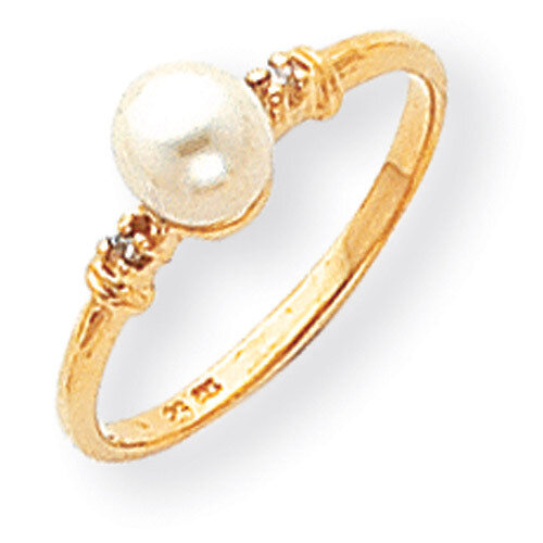 5mm Fresh Water Cultured Pearl Diamond Ring 14k Gold Y1859PL/A