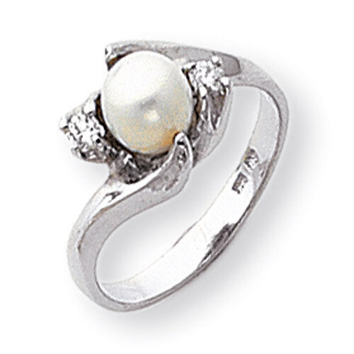 6mm Fresh Water Cultured Pearl Diamond Ring 14k white Gold Y1933PL/A, MPN: Y1933PL/A, 191101548055