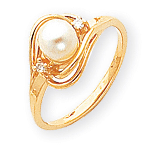 5.5mm Fresh Water Cultured Pearl Diamond Ring 14k Gold Y1968PL/A
