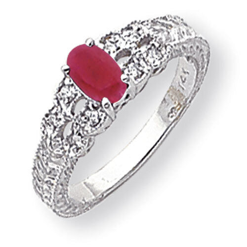 Created Ruby Diamond Ring 14k white Gold 6x4mm Oval Y2065CR/A, MPN: Y2065CR/A, 883957683911