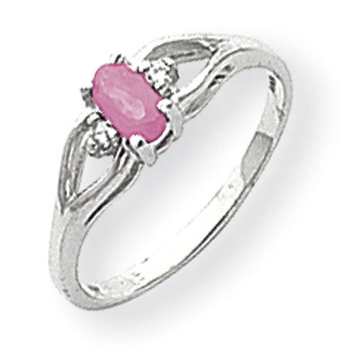 Pink Sapphire Diamond Ring 14k white Gold 5x3mm Oval Y2080SP/A