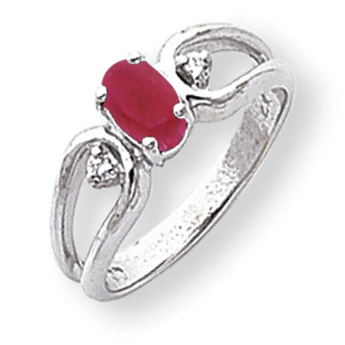 Created Ruby Diamond Ring 14k white Gold 6x4mm Oval Y2082CR/A, MPN: Y2082CR/A, 883957707167