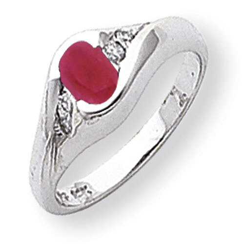 Created Ruby Diamond Ring 14k white Gold 6x4mm Oval Y2107CR/A, MPN: Y2107CR/A, 883957707181