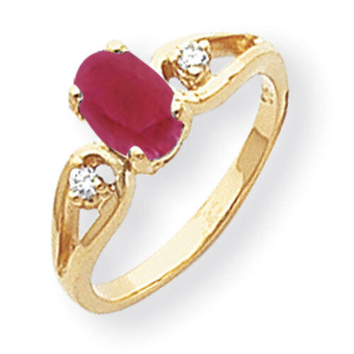 Created Ruby Diamond Ring 14k Gold 7x5mm Oval Y2189CR/A, MPN: Y2189CR/A, 883957540771