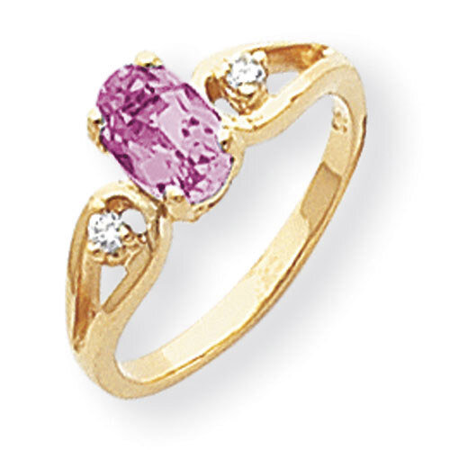 Pink Sapphire Diamond Ring 14k Gold 7x5mm Oval Y2189SP/A