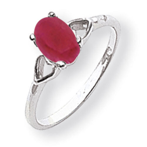 Created Ruby Ring 14k white Gold 7x5mm Oval Y2194CR