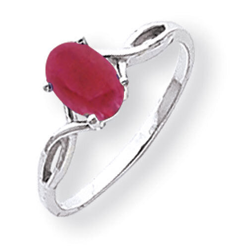 Created Ruby Ring 14k white Gold 7x5mm Oval Y2198CR