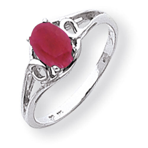 Created Ruby Ring 14k white Gold 7x5mm Oval Y2206CR, MPN: Y2206CR, 883957552224