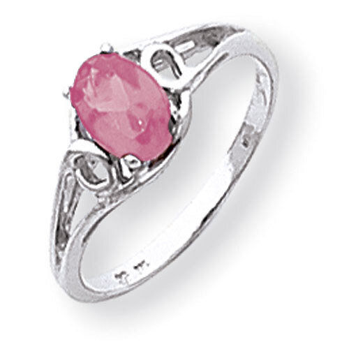 Pink Sapphire Ring 14k white Gold 7x5mm Oval Y2206SP