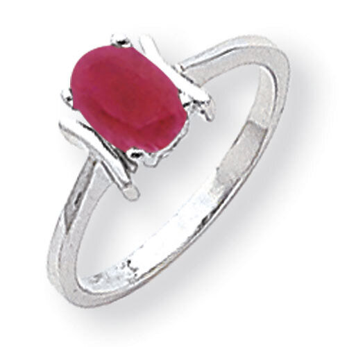 Created Ruby Ring 14k white Gold 7x5mm Oval Y2220CR