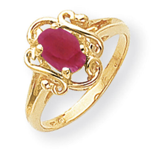 Created Ruby Ring 14k Gold 7x5mm Oval Y2227CR, MPN: Y2227CR, 883957541020