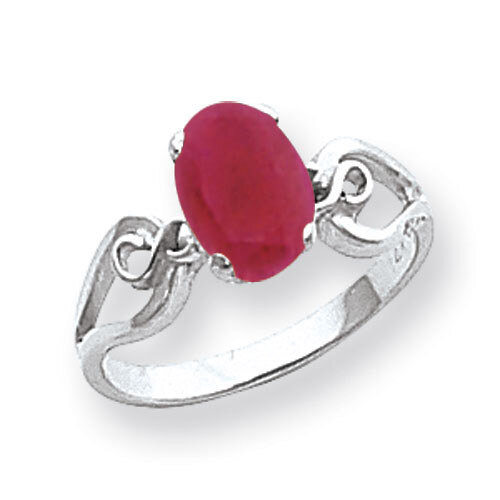 Created Ruby Ring 14k white Gold 8x6mm Oval Y2236CR, MPN: Y2236CR, 883957625775