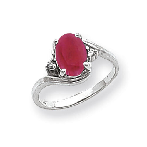 Created Ruby Diamond Ring 14k white Gold 8x6mm Oval Y2246CR/A, MPN: Y2246CR/A, 883957625713