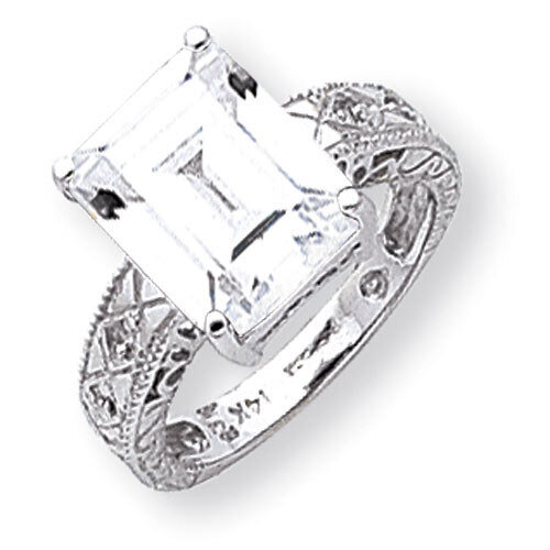 12x10mm Emerald Cut Cubic Zirconia Diamond Ring 14k white Gold Y2270CZ/A, MPN: Y2270CZ/A, 883957618…