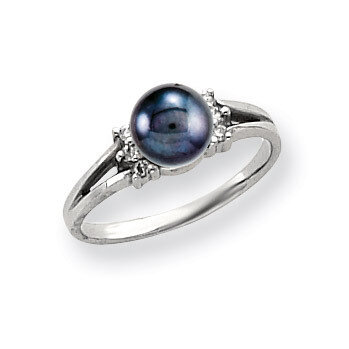 6mm Black Fresh Water Cultured Pearl Diamond Ring 14k white Gold Y4345BP/A, MPN: Y4345BP/A, 8839570…