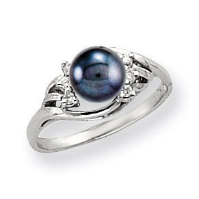 6mm Black Fresh Water Cultured Pearl Diamond Ring 14k white Gold Y4362BP/A, MPN: Y4362BP/A, 8839570…