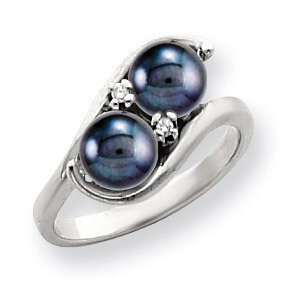 6mm Black Fresh Water Cultured Pearl Diamond Ring 14k white Gold Y4367BP/A, MPN: Y4367BP/A, 8839570…