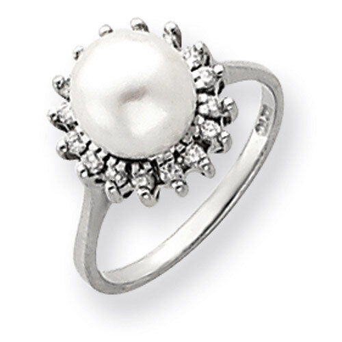 7.5mm Fresh Water Cultured Pearl Diamond Ring 14k white Gold Y4379PL/A, MPN: Y4379PL/A, 883957091181