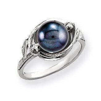 7.5mm Black Fresh Water Cultured Pearl Diamond Ring 14k white Gold Y4383BP/A, MPN: Y4383BP/A, 88395…