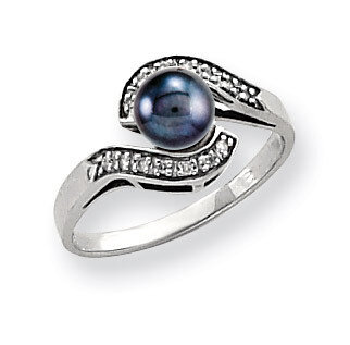 5.5mm Black Fresh Water Cultured Pearl Diamond Ring 14k white Gold Y4387BP/A, MPN: Y4387BP/A, 88395…