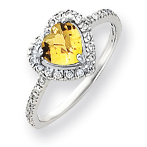 6mm Heart Citrine Diamond Ring 14k white Gold Y4438CI/A, MPN: Y4438CI/A, 883957351650