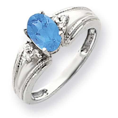 Blue Topaz Diamond Ring 14k white Gold 7x5mm Oval Y4450BT/A, MPN: Y4450BT/A, 883957393681