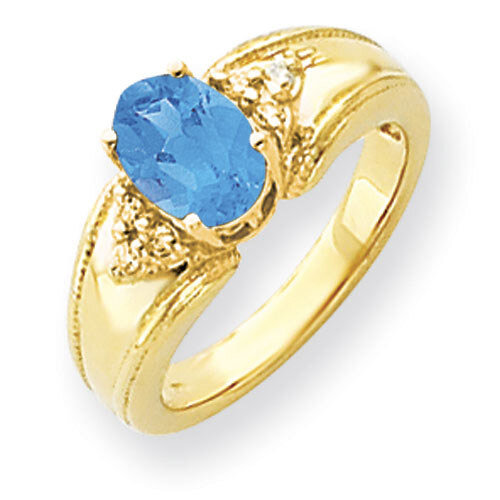 Blue Topaz Diamond Ring 14k Gold 8x6mm Oval Y4452BT/A