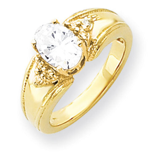 Cubic Zirconia Diamond Ring 14k Gold 8x6mm Oval Y4452CZ/A