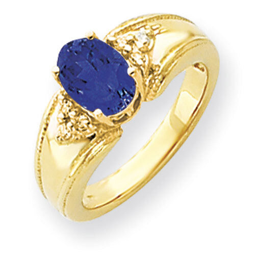 Sapphire Diamond Ring 14k Gold 8x6mm Oval Y4452S/A