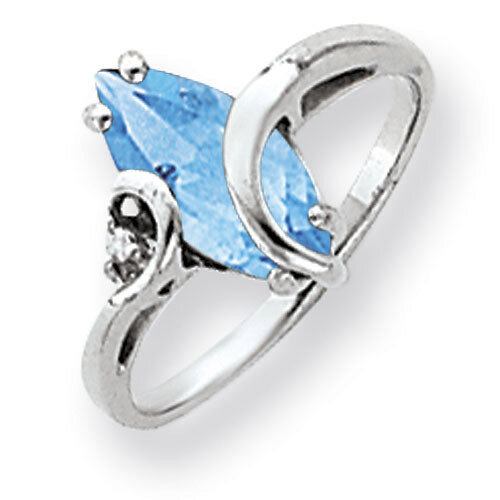 12x6mm Marquise Blue Topaz Diamond Ring 14k white Gold Y4530BT/A, MPN: Y4530BT/A, 883957442501