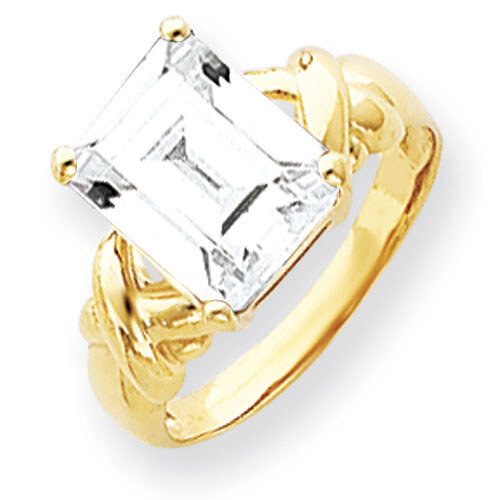 11x9mm Emerald Cut Cubic Zirconia Ring 14k Gold Y4533CZ Diamond