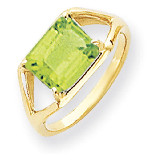 9x7mm Emerald Cut Peridot Ring 14k Gold Y4538PE