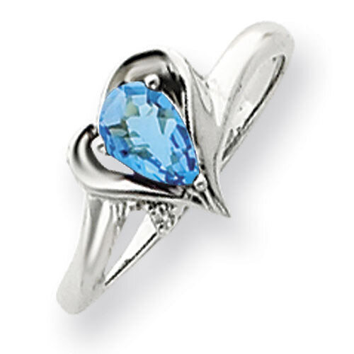 Blue Topaz Diamond Ring 14k white Gold 6x4mm Pear Y4560BT/A
