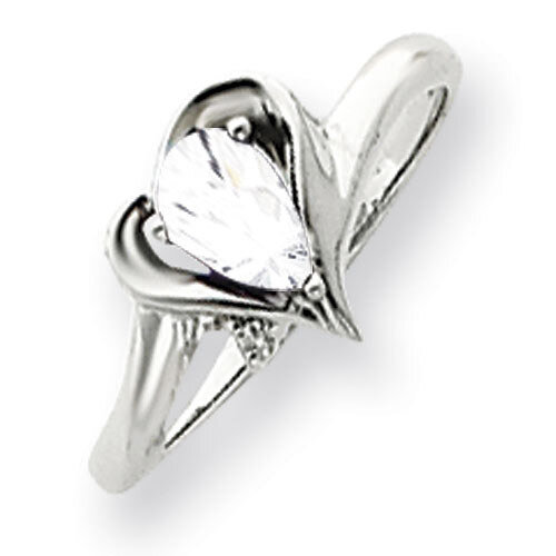 Cubic Zirconia Diamond Ring 14k white Gold 6x4mm Pear Y4560CZ/A