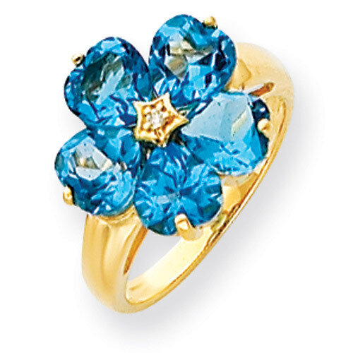6mm Heart Blue Topaz Diamond Ring 14k Gold Y4583BT/A, MPN: Y4583BT/A, 883957446165