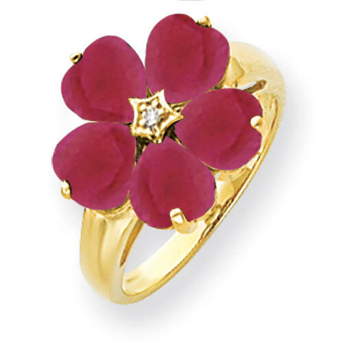 6mm Heart Created Ruby Diamond Ring 14k Gold Y4583CR/A