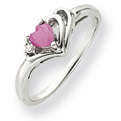 4mm Heart Pink Sapphire Diamond Ring 14k white Gold Y4587SP/A