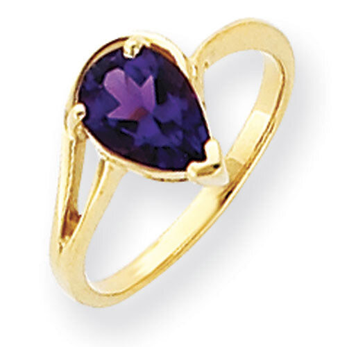 Amethyst Checker Ring 14k Gold 9x6mm Pear Y4616AC, MPN: Y4616AC, 883957463735