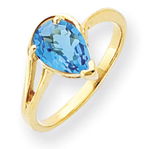 Blue Topaz Checker Ring 14k Gold 9x6mm Pear Y4616BC, MPN: Y4616BC, 883957463759