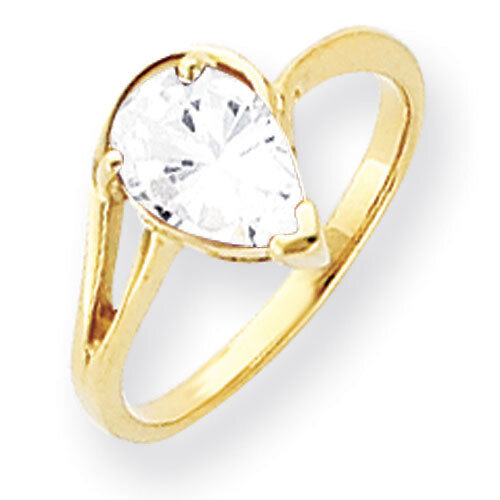 Cubic Zirconia Ring 14k Gold 9x6mm Pear Y4616CZ Diamond