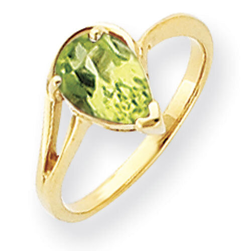 Peridot Checker Ring 14k Gold 9x6mm Pear Y4616PC, MPN: Y4616PC, 883957463834