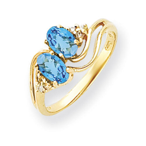 Blue Topaz Checker Diamond Ring 14k Gold 6x4mm Oval Y4617BC/A, MPN: Y4617BC/A, 883957456720
