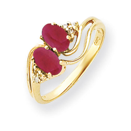 Created Ruby Diamond Ring 14k Gold 6x4mm Oval Y4617CR/A, MPN: Y4617CR/A, 883957457376