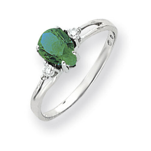 Emerald Diamond Ring 7x5mm Pear 14k white Gold Y4626E/A