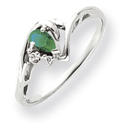 Emerald Diamond Ring 5x3mm Pear 14k white Gold Y4628E/A