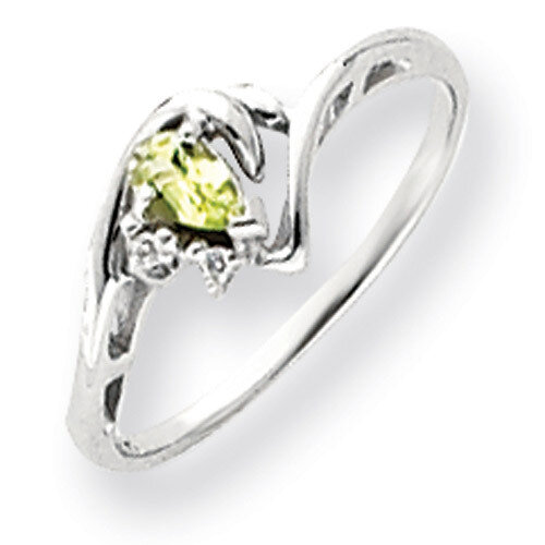Peridot Diamond Ring 5x3mm Pear 14k white Gold Y4628PE/A, MPN: Y4628PE/A, 883957466248